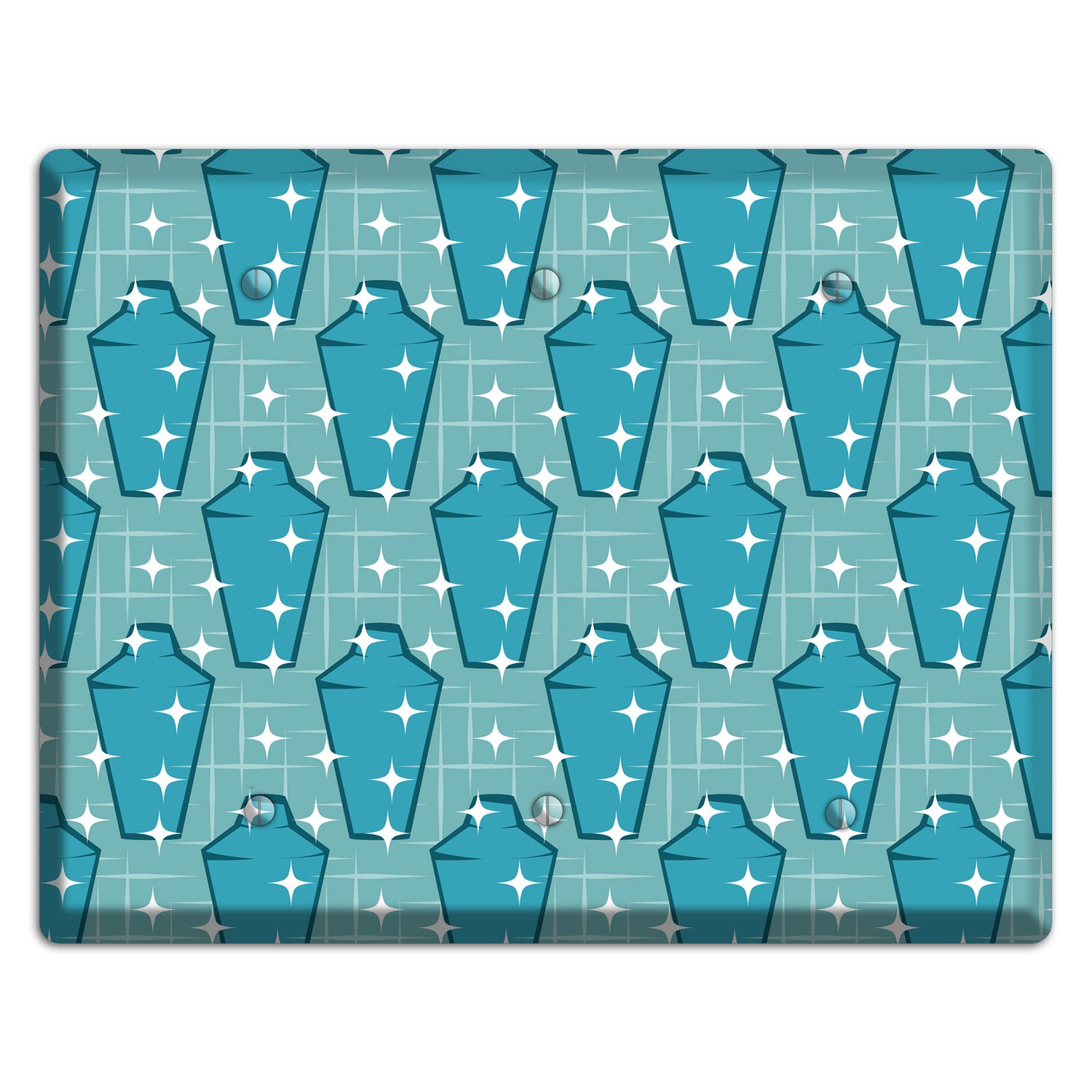 Blue and Teal Shaker 3 Blank Wallplate