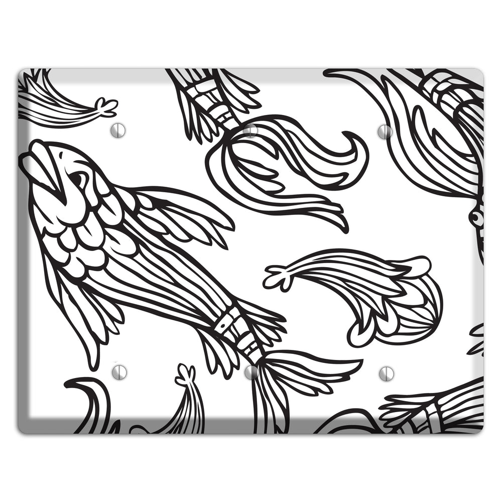 White and Black Koi 3 Blank Wallplate