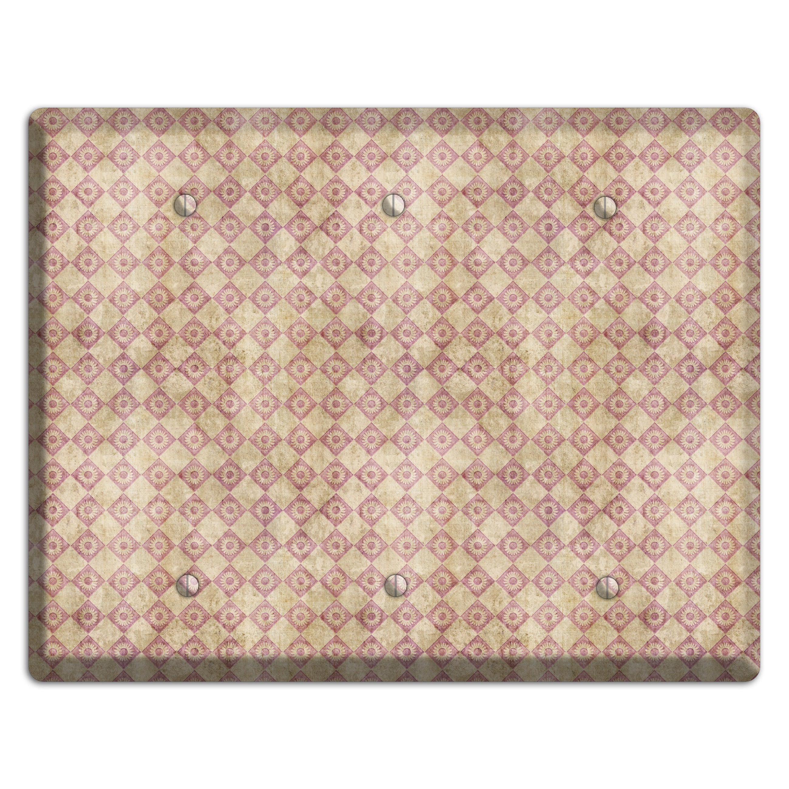 Red and Beige Diamond Circles 3 Blank Wallplate