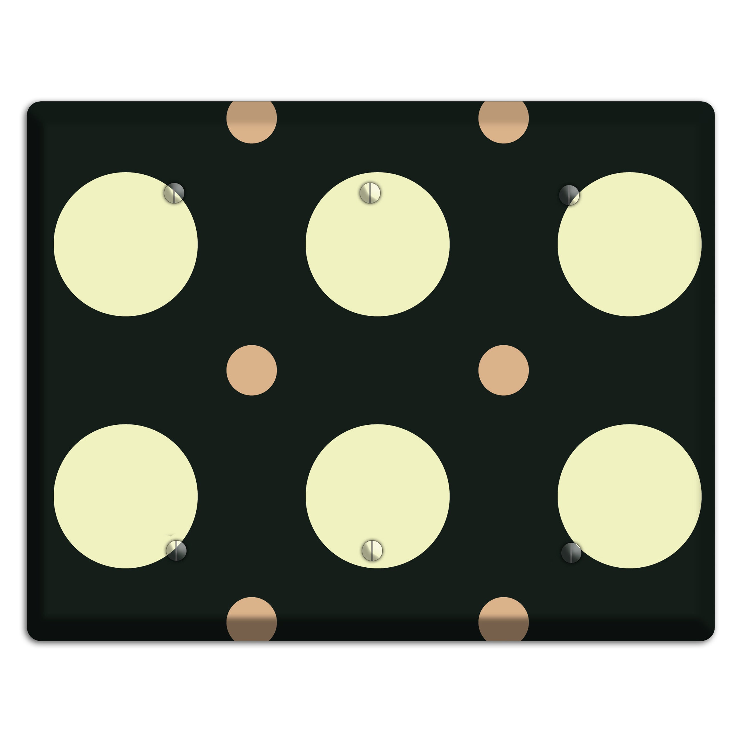 Black with Yellow and Mauve Multi Medium Polka Dots 3 Blank Wallplate