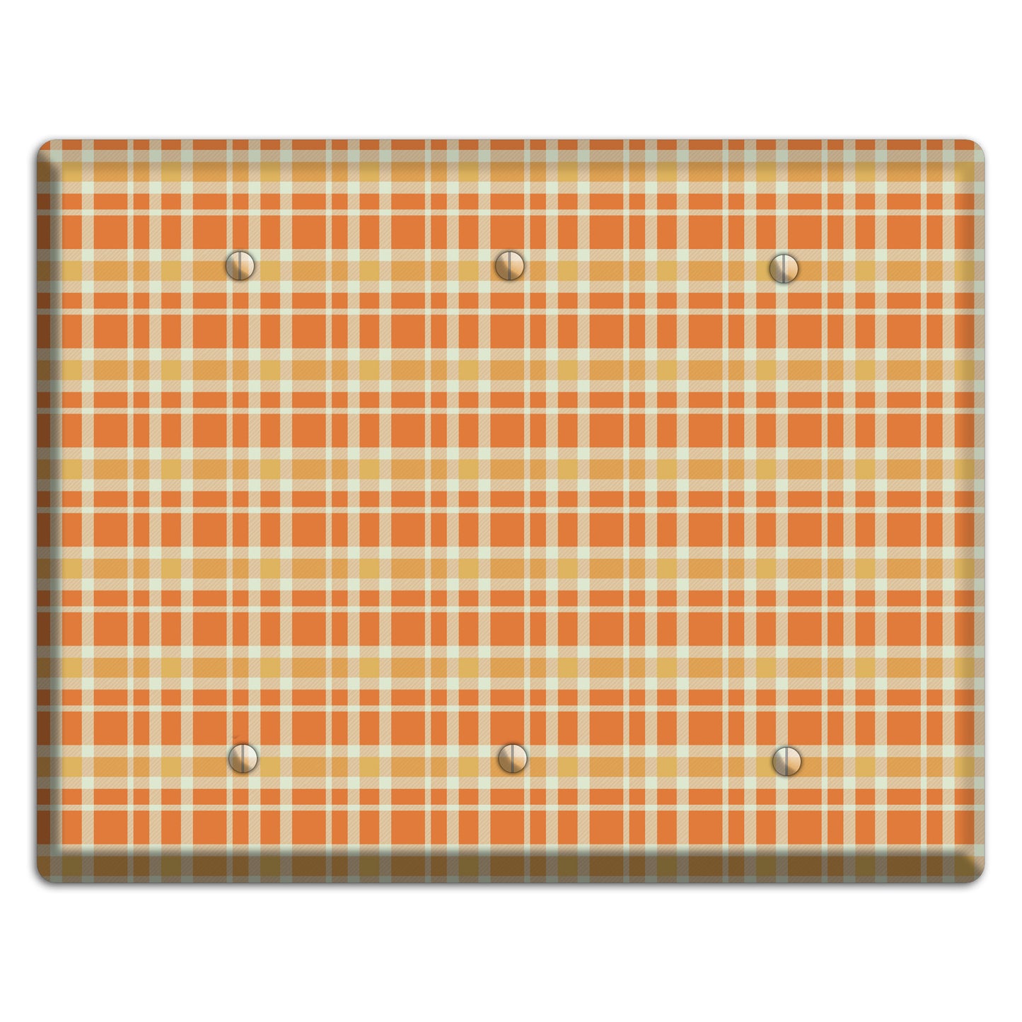 Orange and Beige Plaid 3 Blank Wallplate