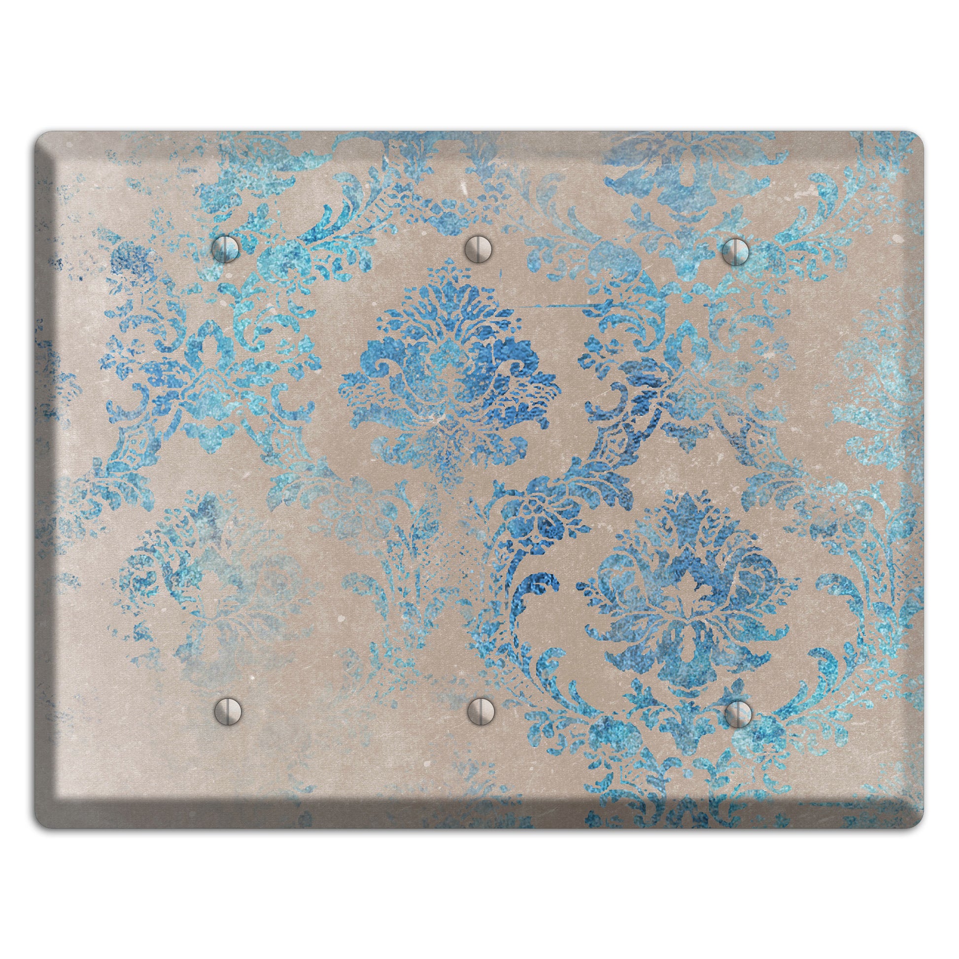 Pewter Whimsical Damask 3 Blank Wallplate