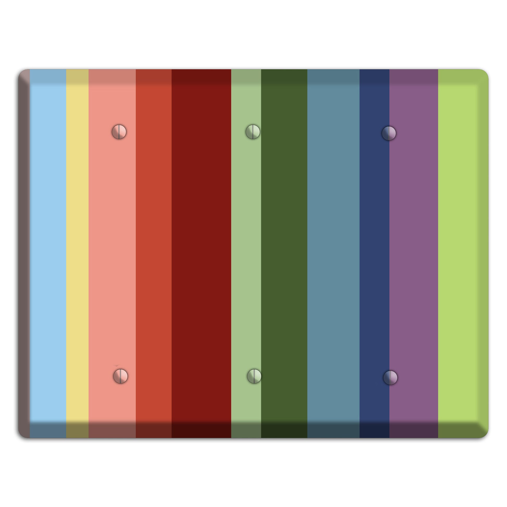 Multi Pastel Vertical Stripe 3 Blank Wallplate