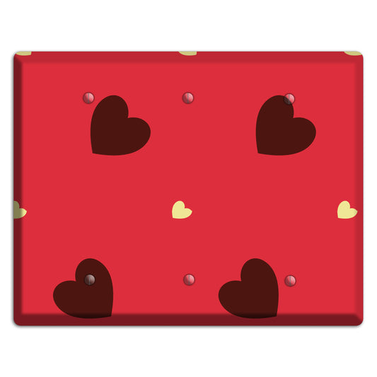Red with Hearts 3 Blank Wallplate