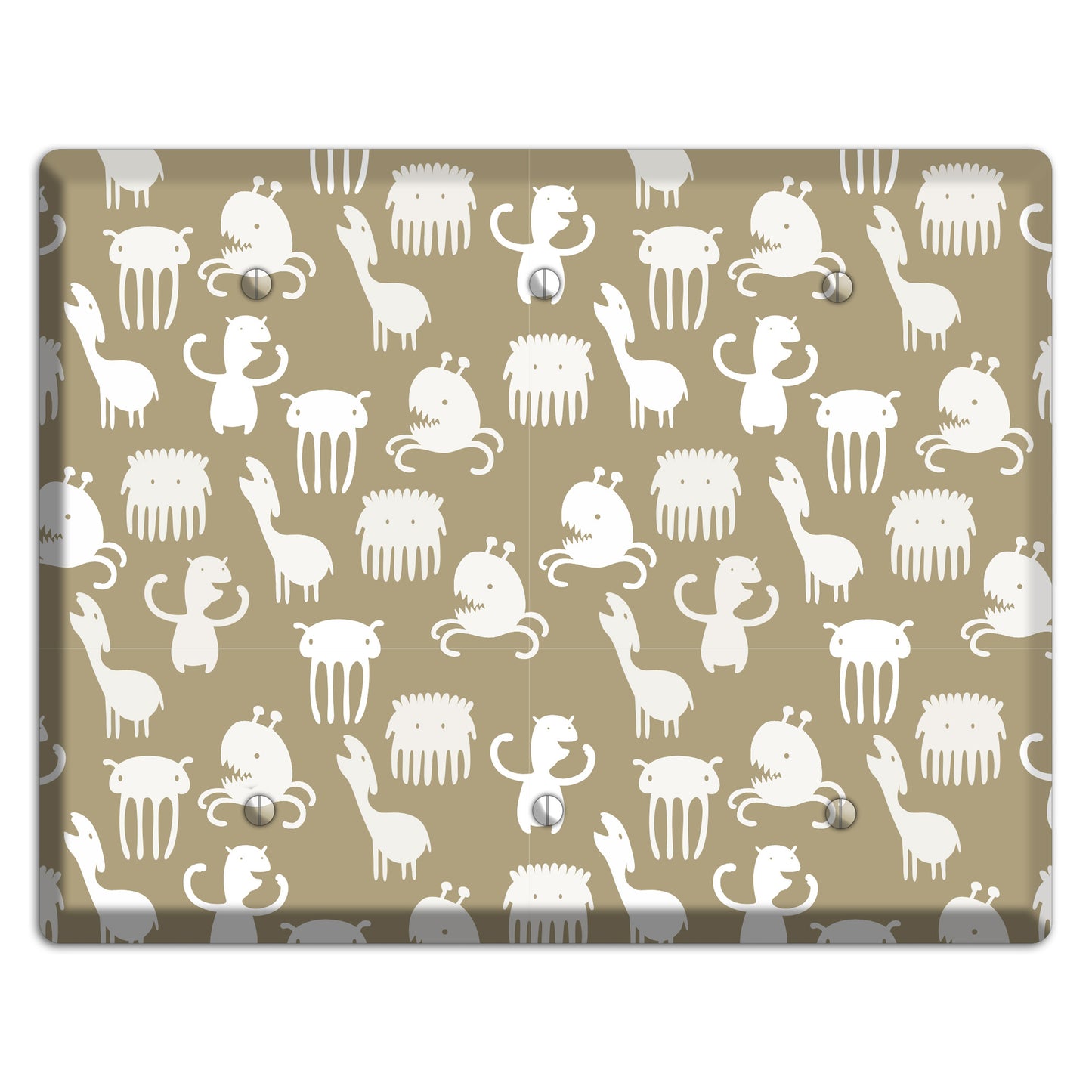 Sily Monsters Brown and White 3 Blank Wallplate