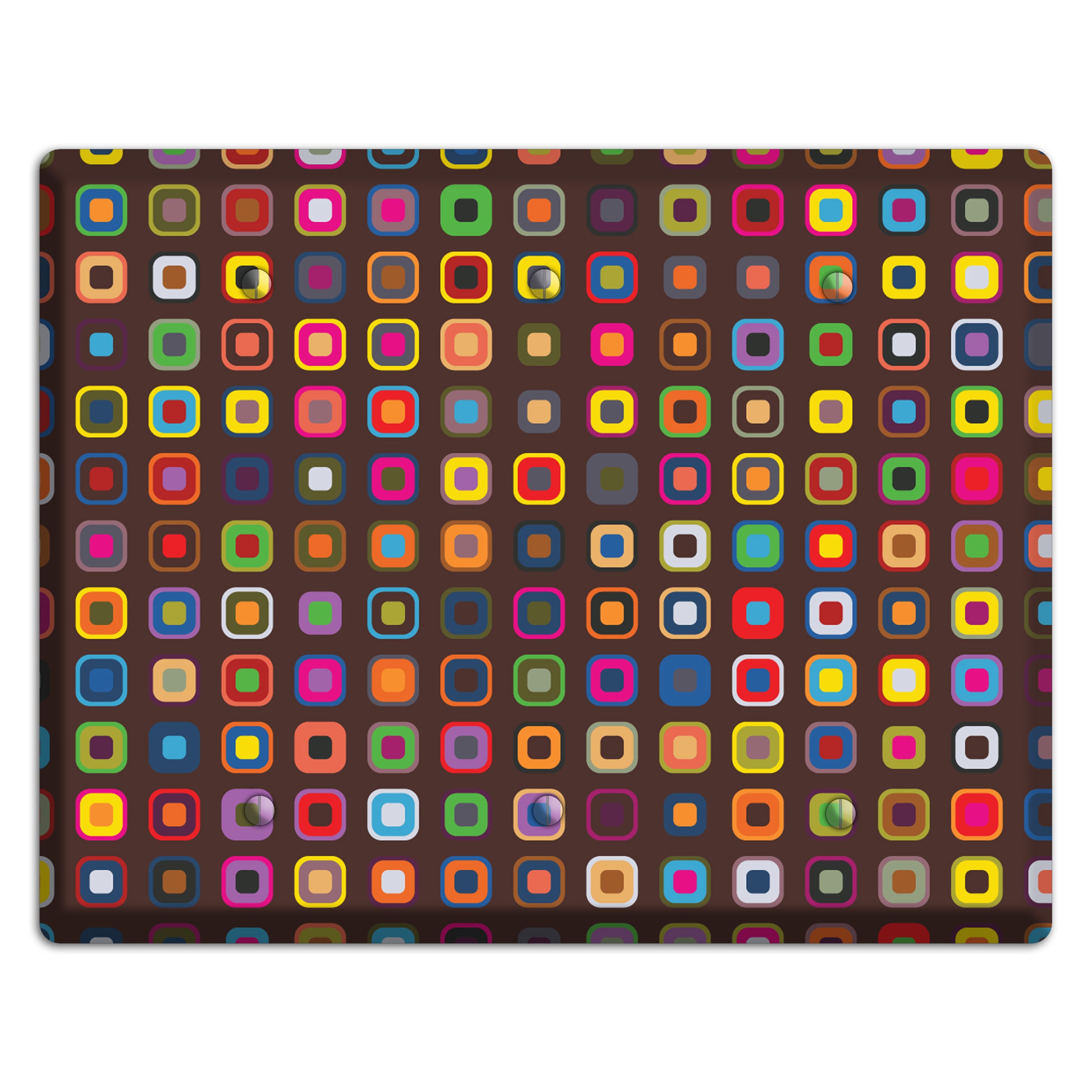 Brown with Multi Retro Squares 3 Blank Wallplate