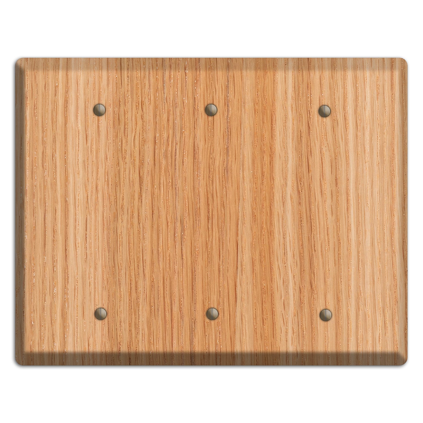 Red Oak Wood Triple Blank Cover Plate
