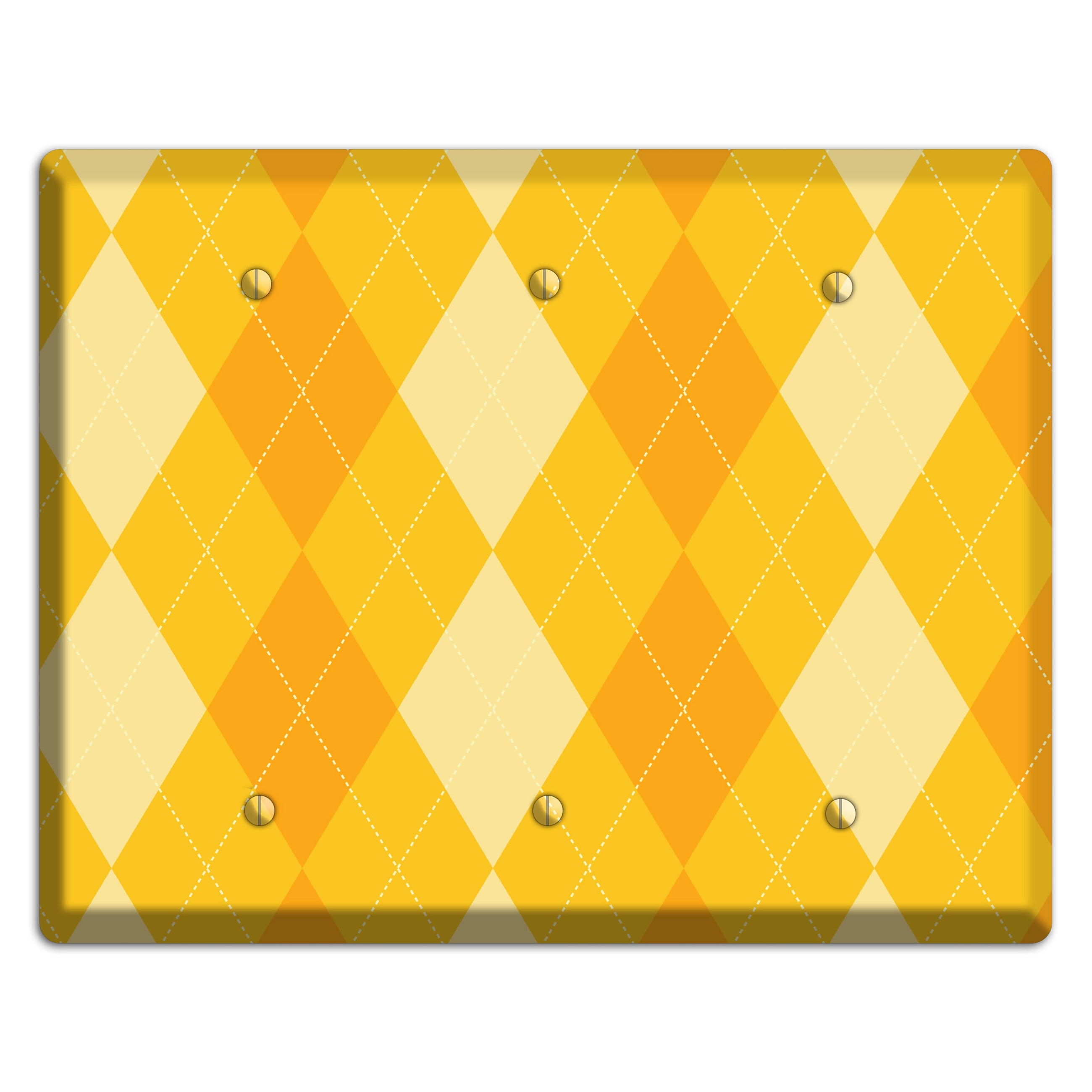 Yellow Argyle 3 Blank Wallplate