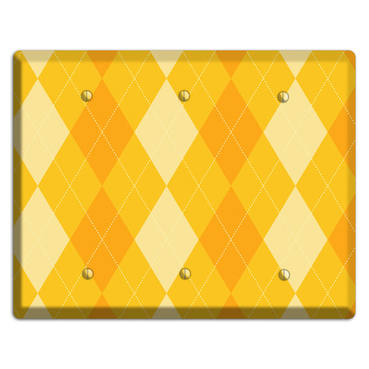 Yellow Argyle 3 Blank Wallplate