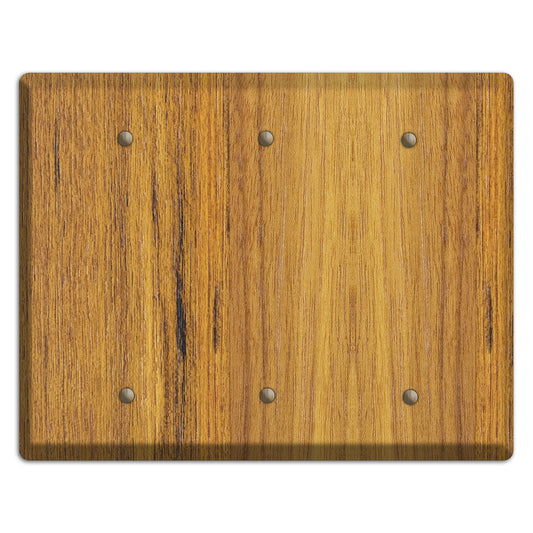 Teak Wood Triple Blank Cover Plate