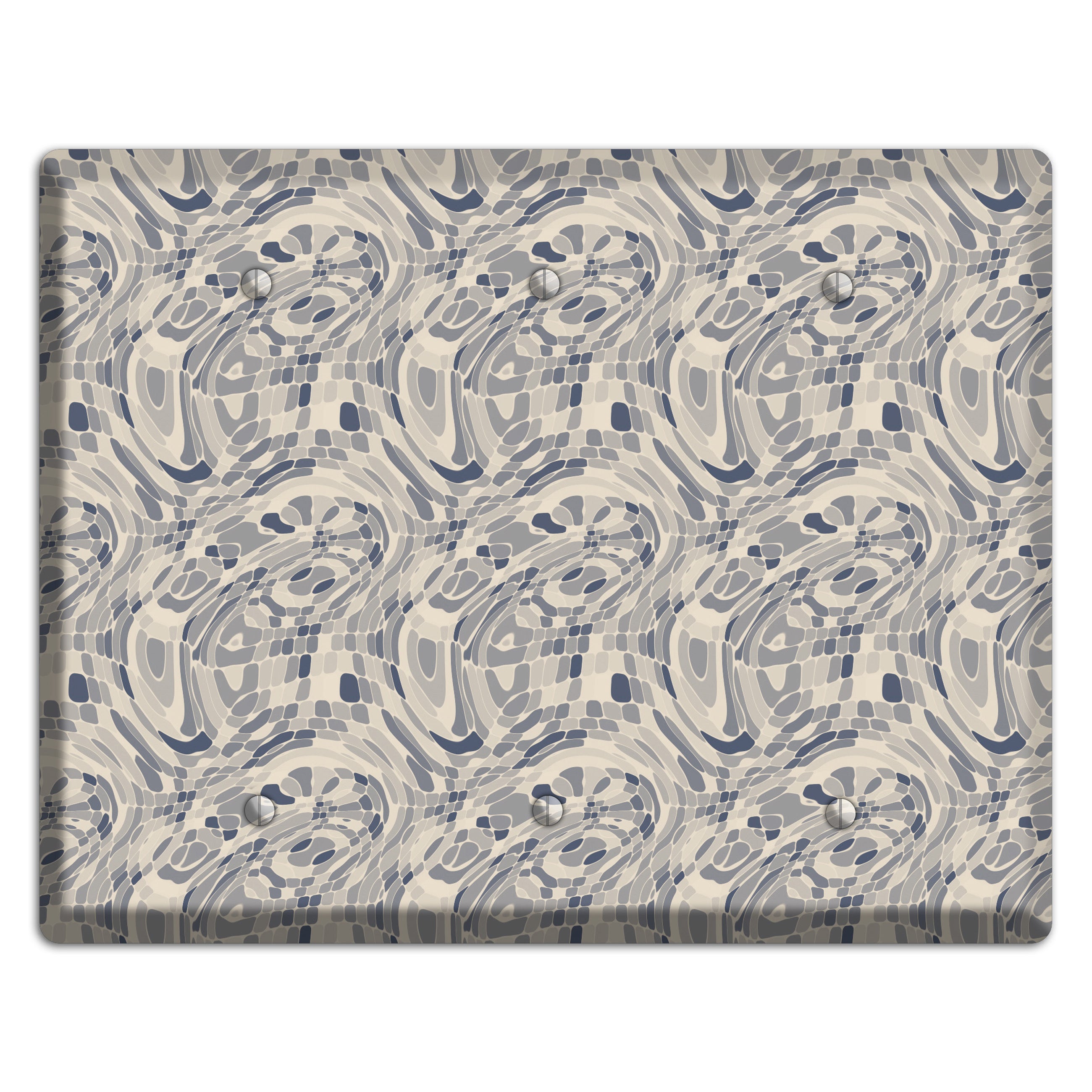 Blue and Beige Abstract 2 3 Blank Wallplate