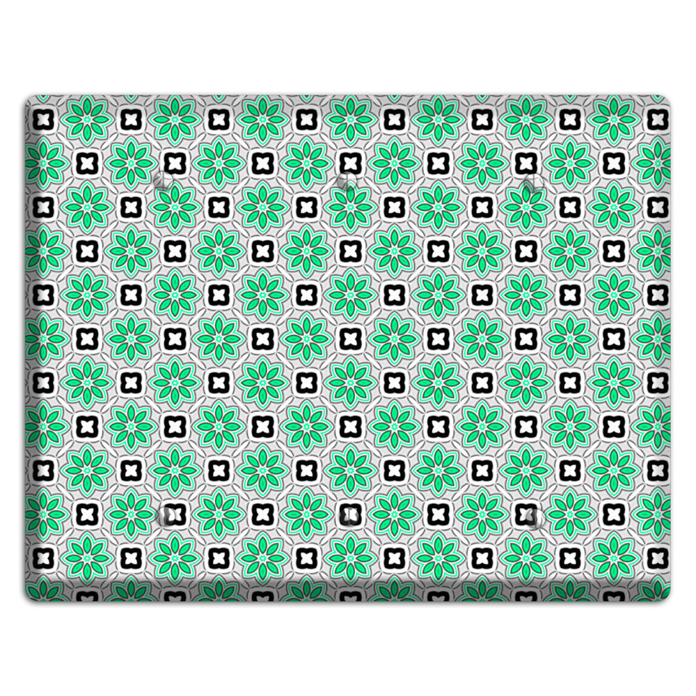 Green and Black Foulard 3 Blank Wallplate