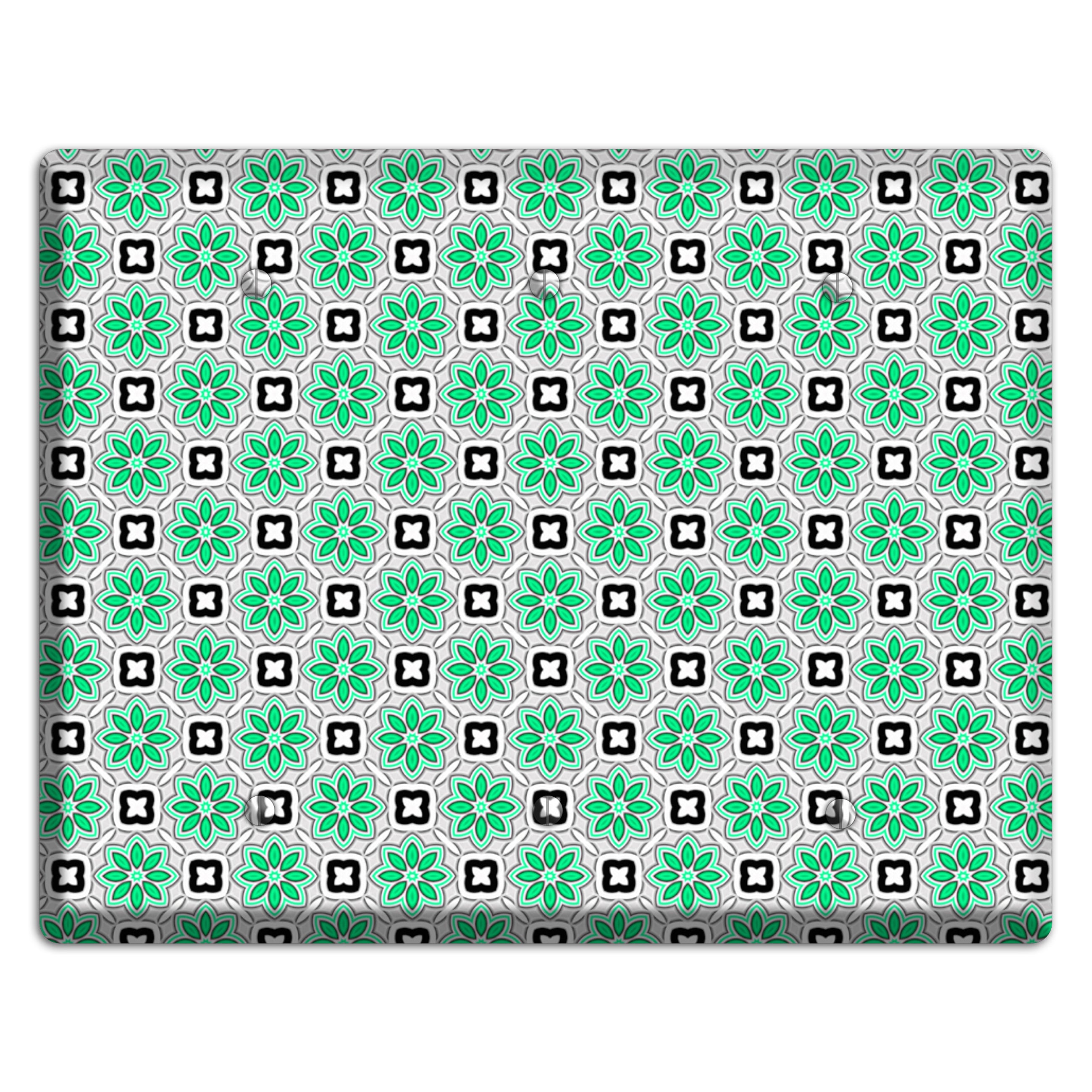Green and Black Foulard 3 Blank Wallplate