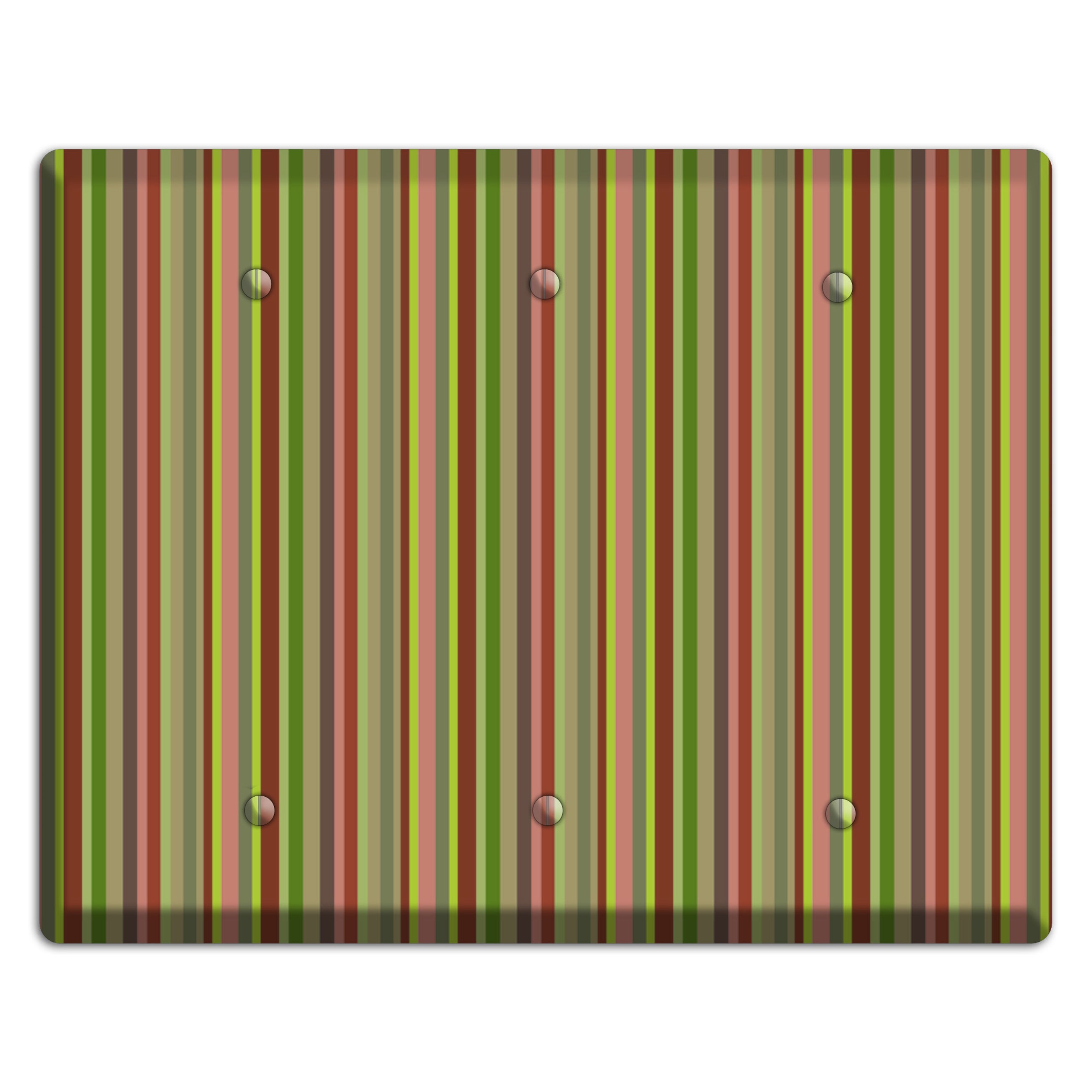 Multi Olive Burgundy Vertical Stripes 3 Blank Wallplate