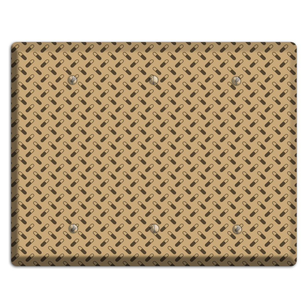 Beige with Brown Motif 3 Blank Wallplate