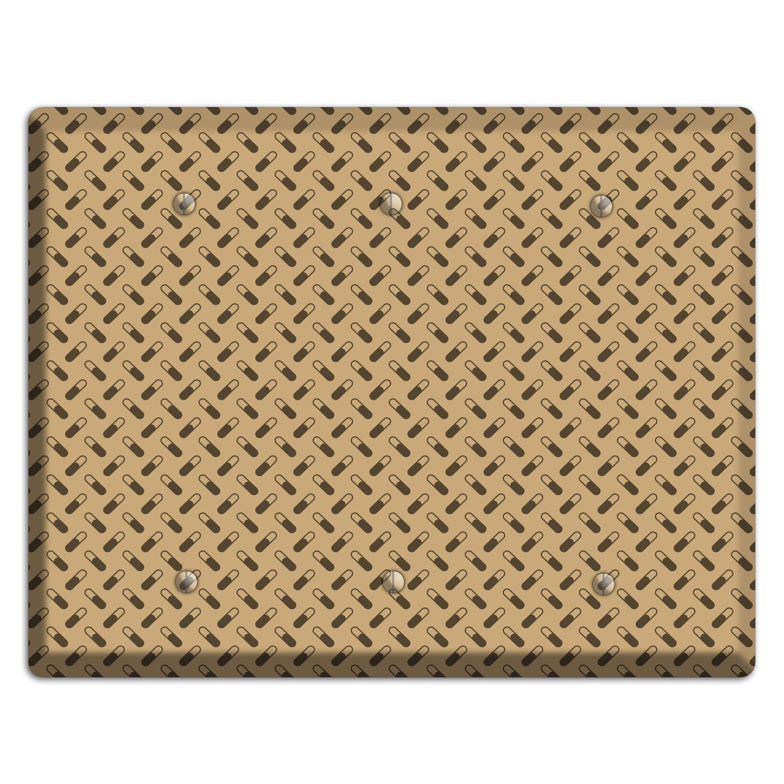 Beige with Brown Motif 3 Blank Wallplate