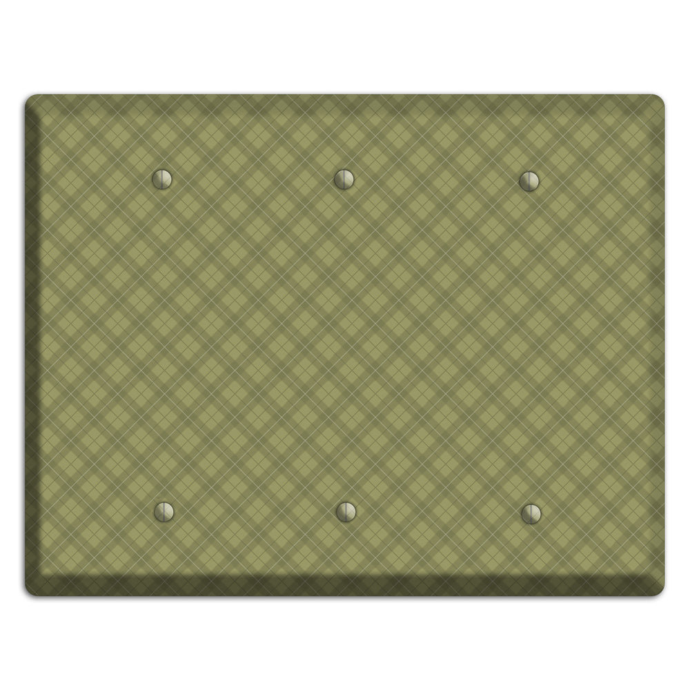 Green Plaid 3 Blank Wallplate