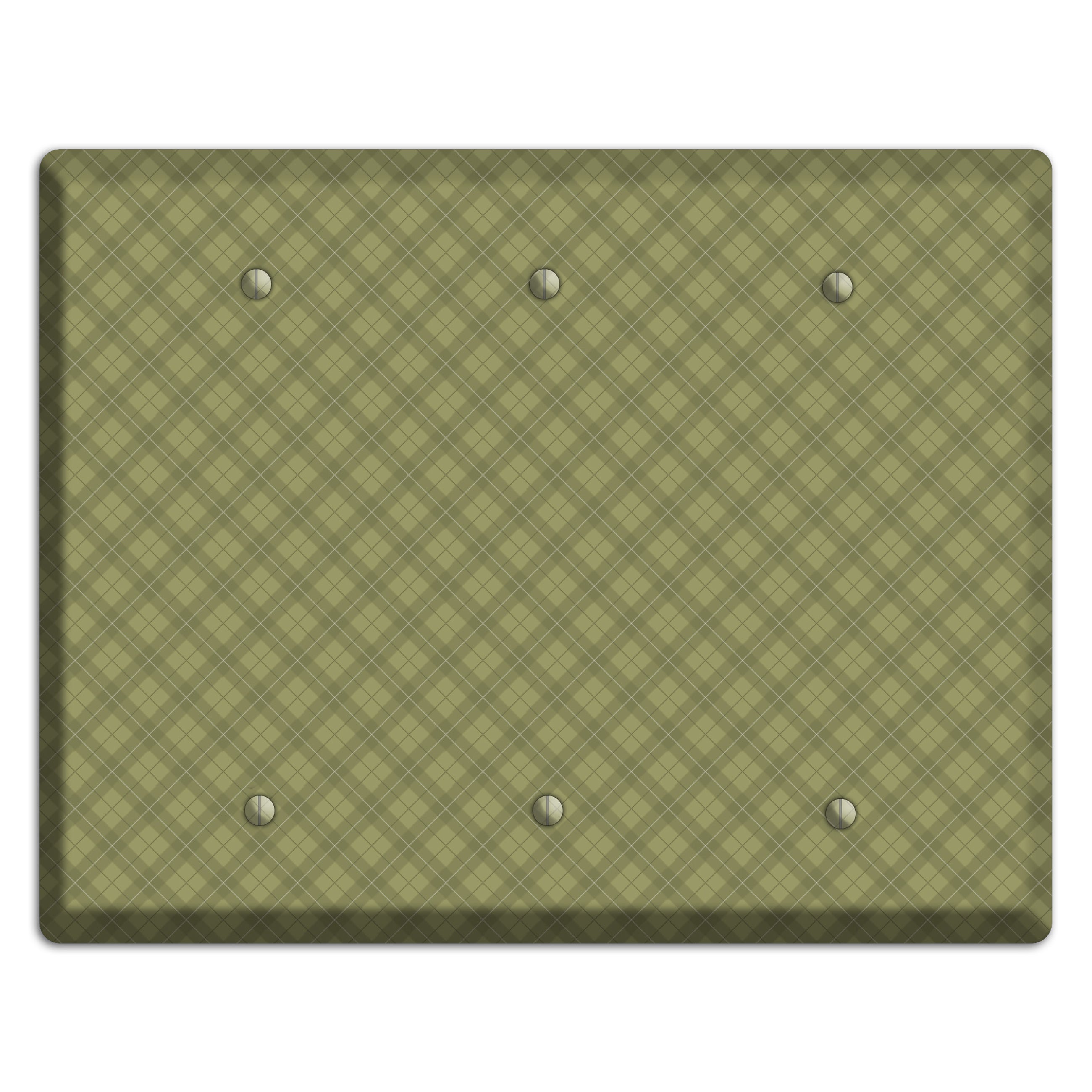 Green Plaid 3 Blank Wallplate