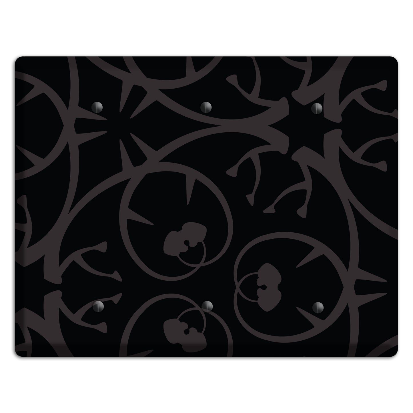 Black with Grey Abstract Swirl 3 Blank Wallplate