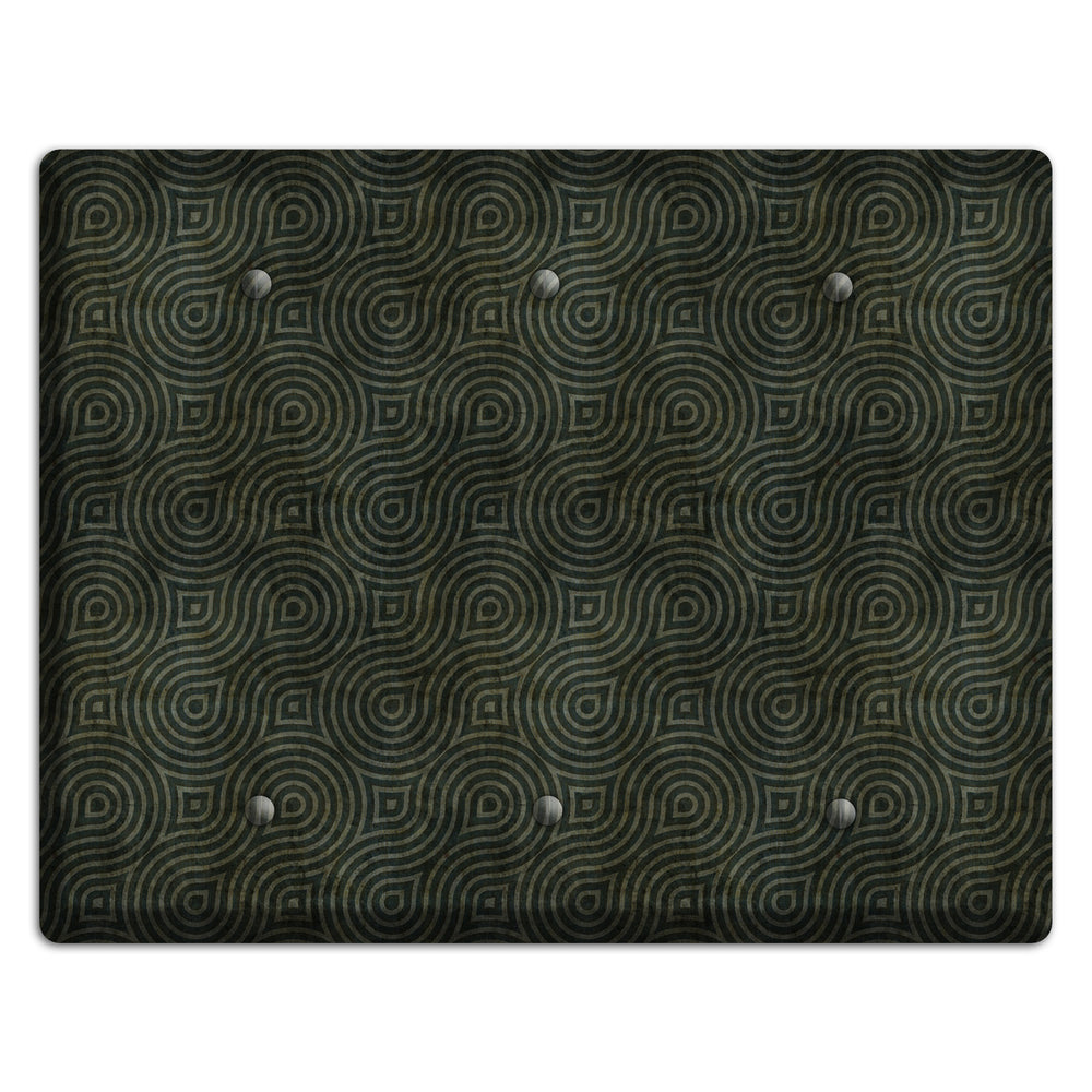Green and Black Swirl 3 Blank Wallplate