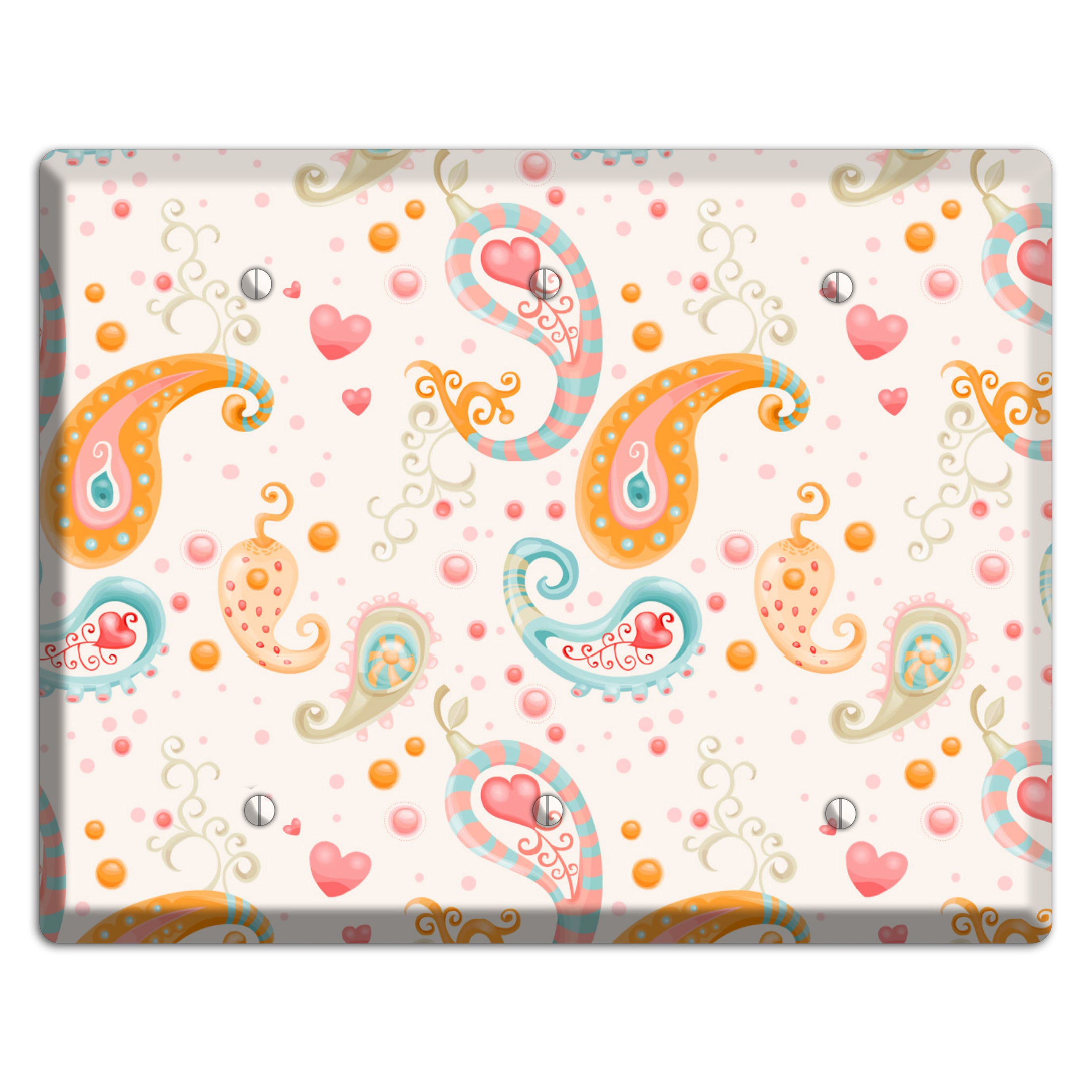 Multi Color Paisley 3 Blank Wallplate