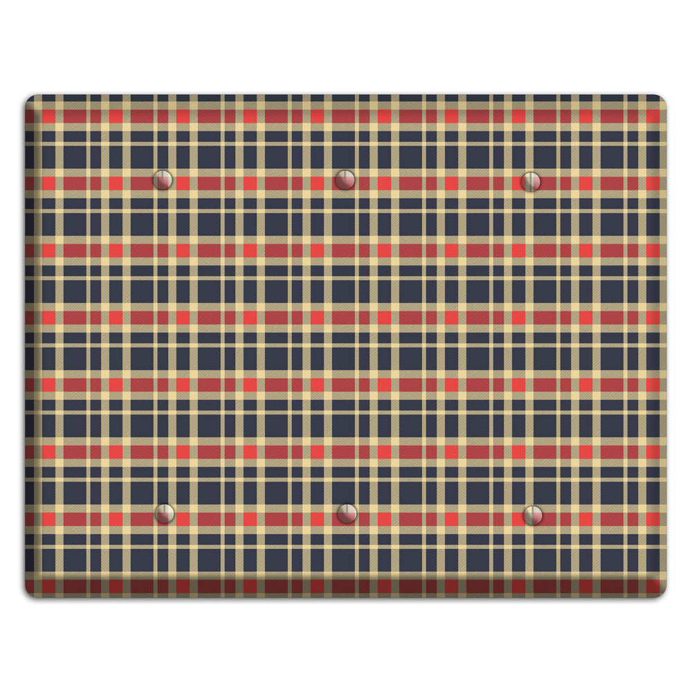 Maroon and Black Plaid 2 3 Blank Wallplate