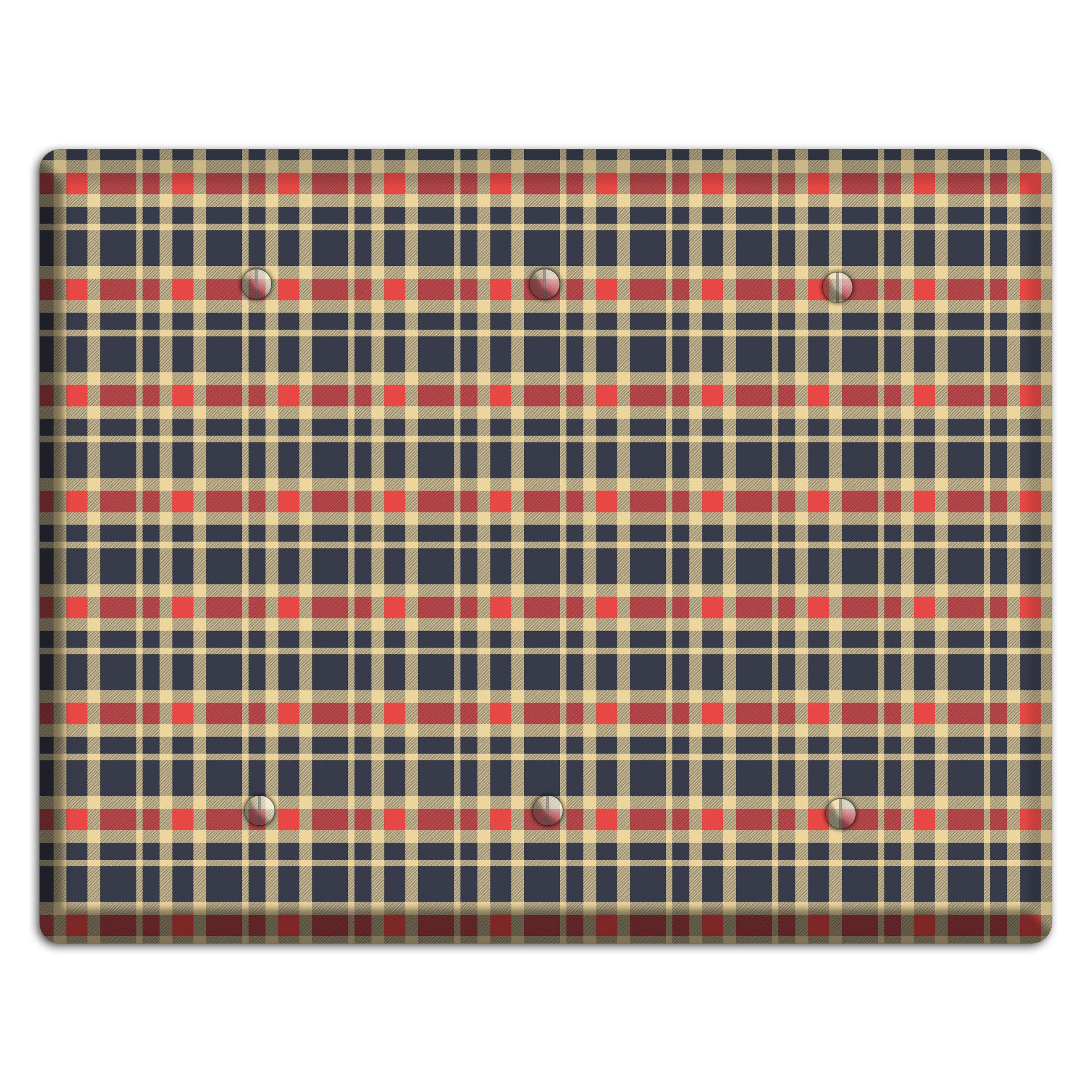 Maroon and Black Plaid 2 3 Blank Wallplate