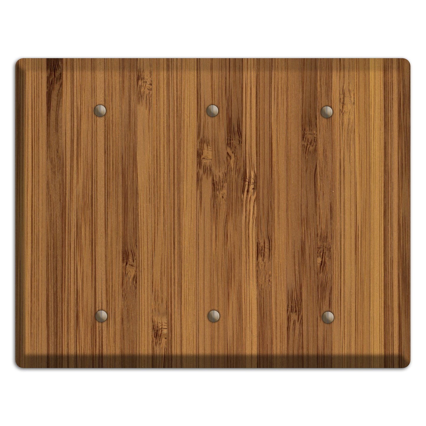 Caramel Bamboo Wood Triple Blank Cover Plate