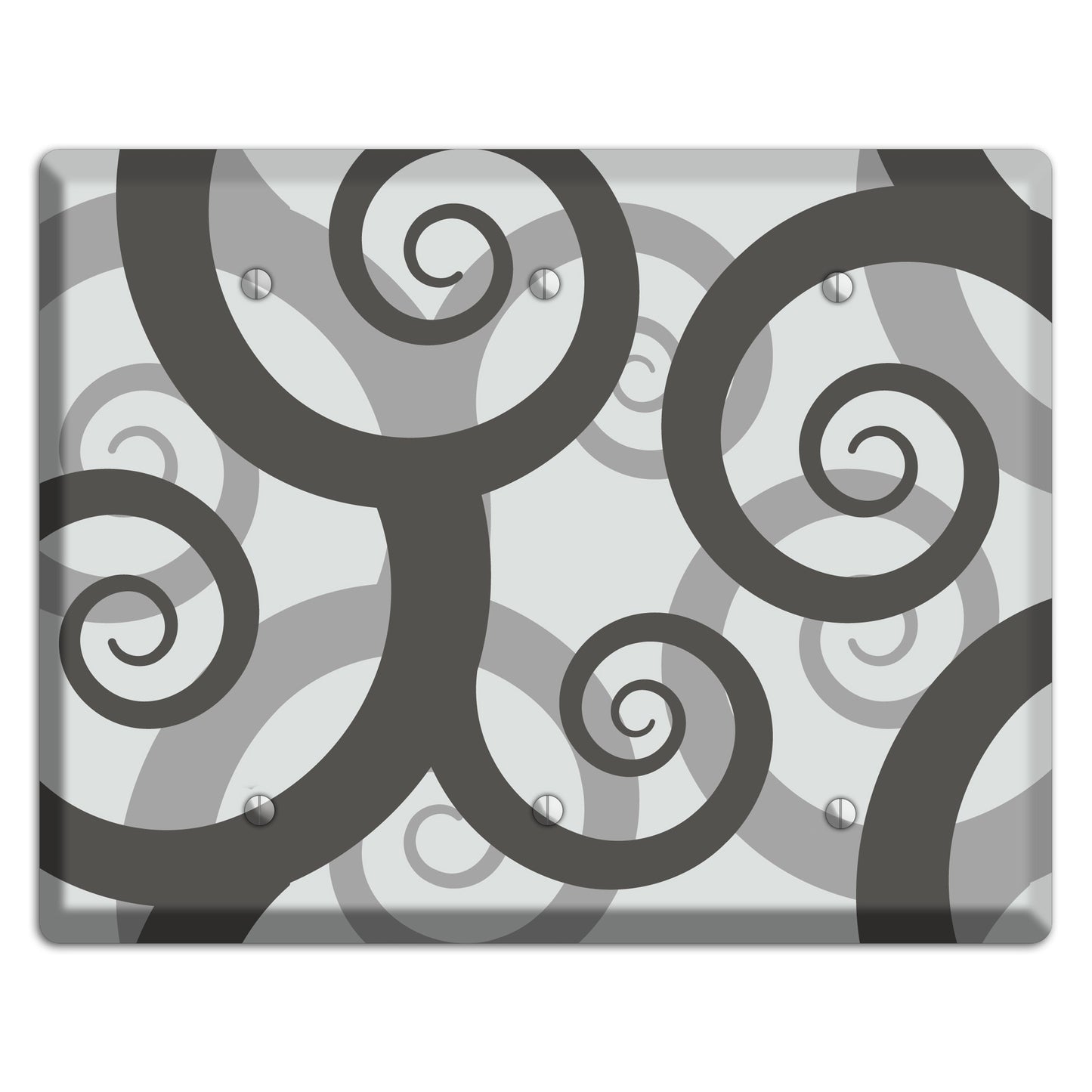 Grey with Black Large Swirl 3 Blank Wallplate