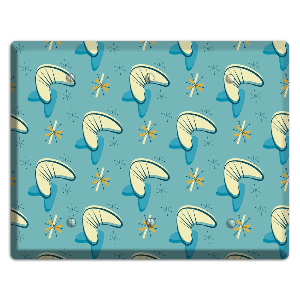 Yellow and Blue Boomerang 3 Blank Wallplate