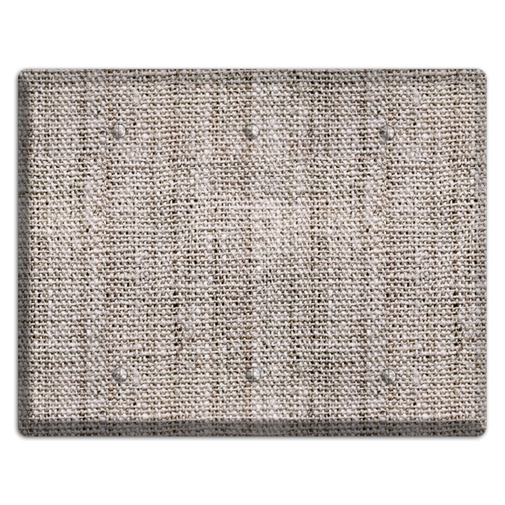 Natural Gray Burlap 3 Blank Wallplate