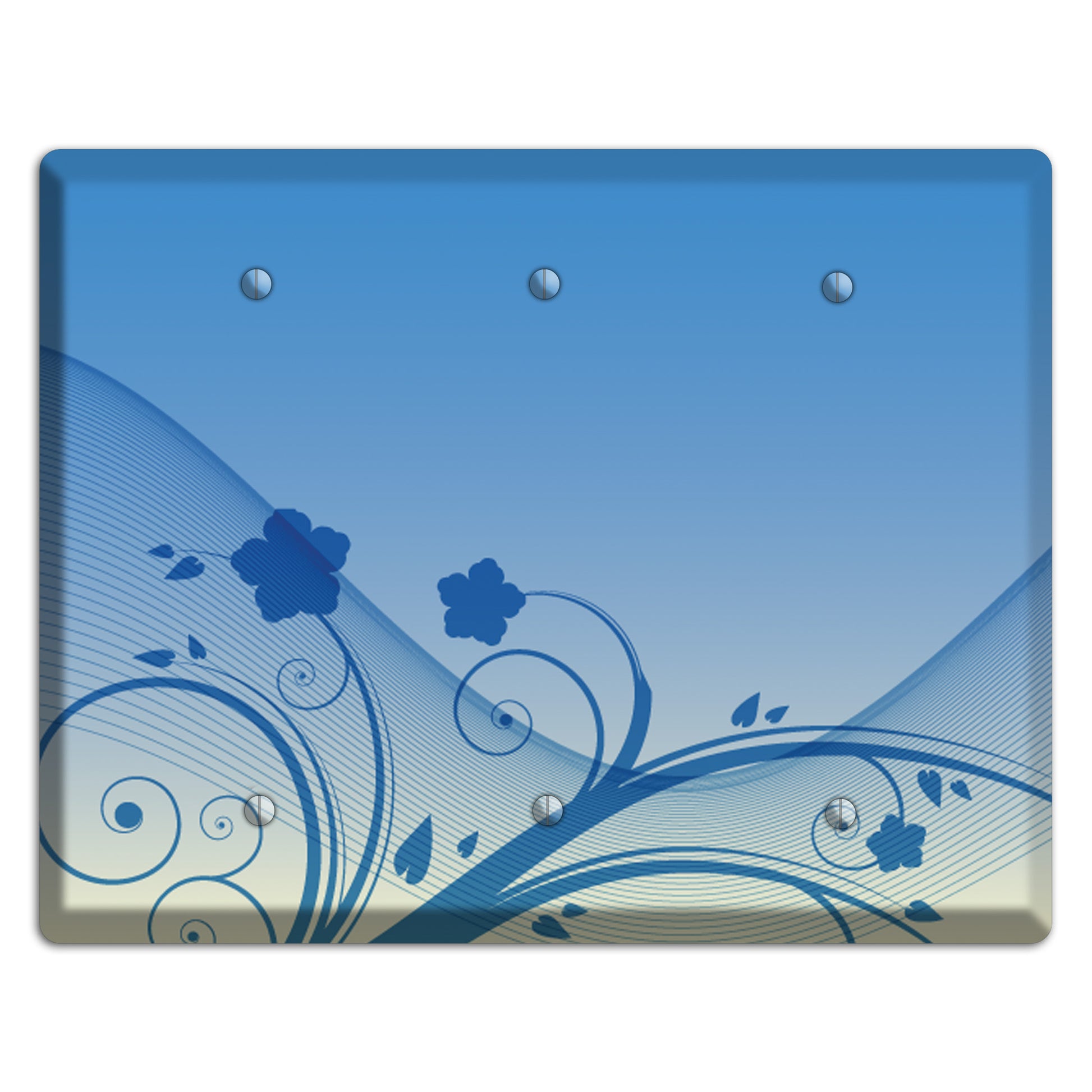 Blue Swirls 3 Blank Wallplate