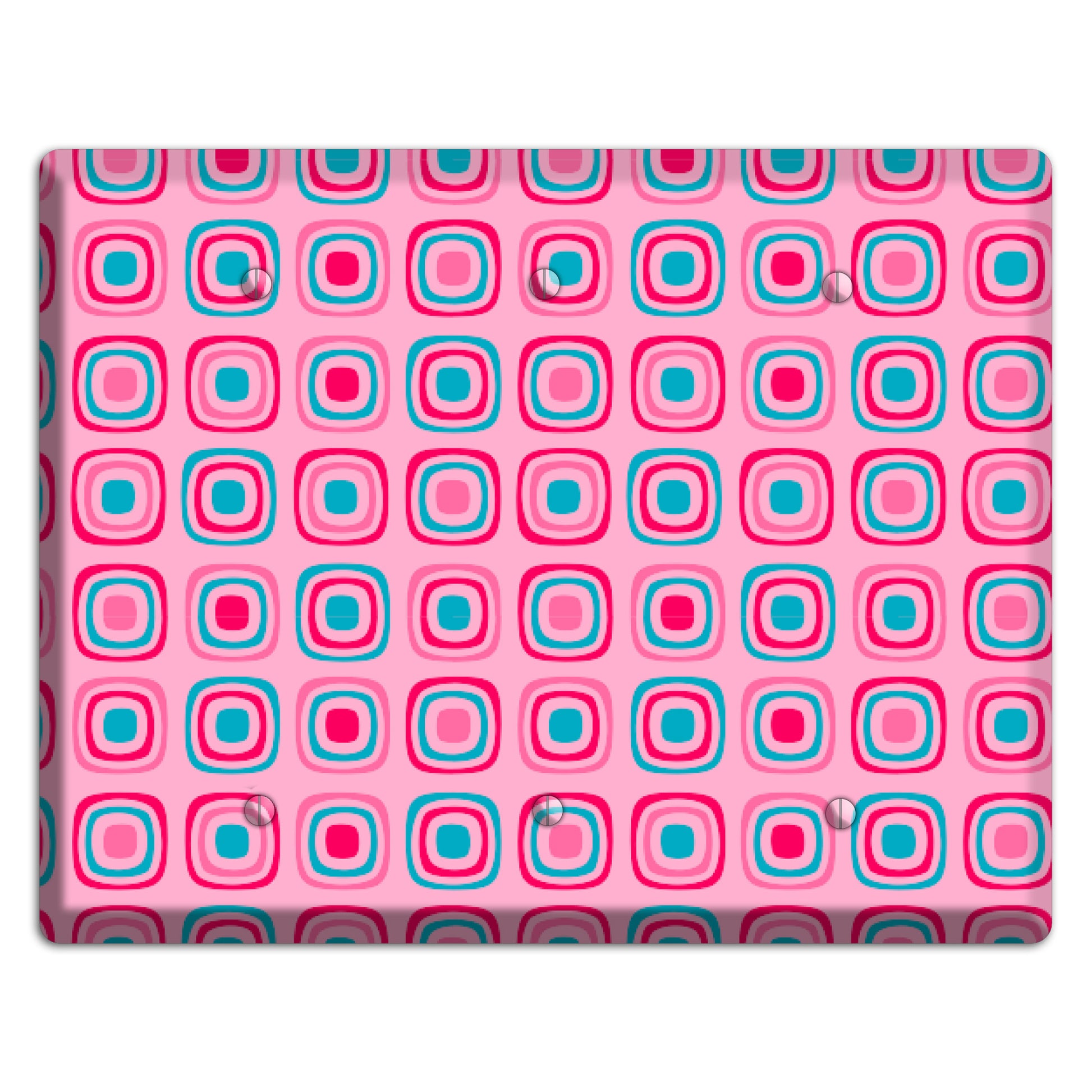 Pink and Blue Rounded Squares 3 Blank Wallplate