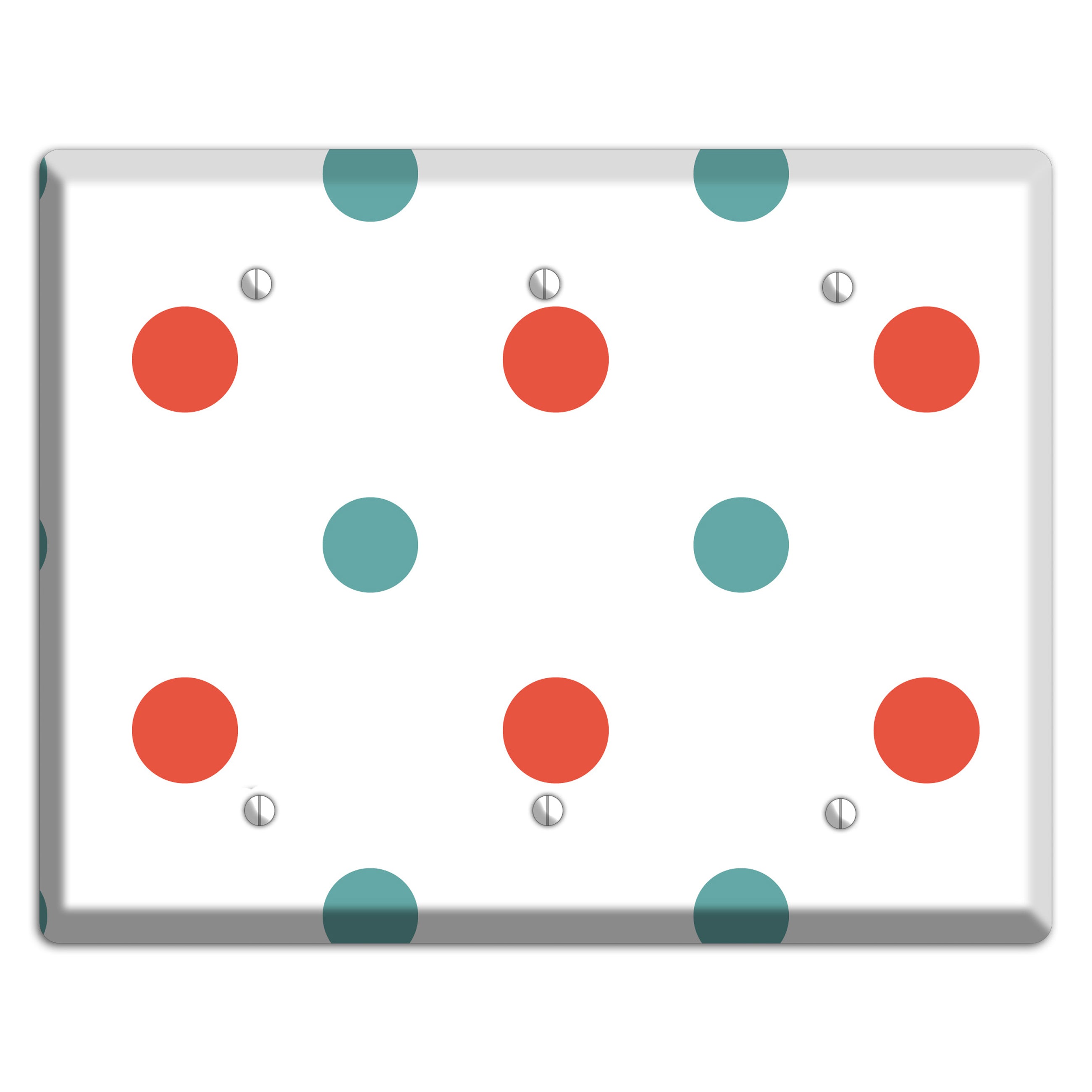 Aqua and Coral Medium Polka Dots 3 Blank Wallplate