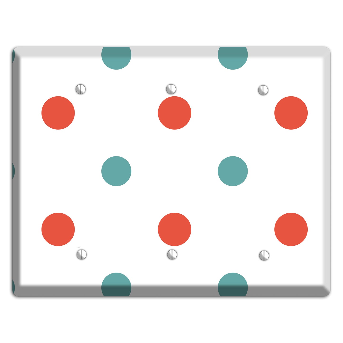 Aqua and Coral Medium Polka Dots 3 Blank Wallplate