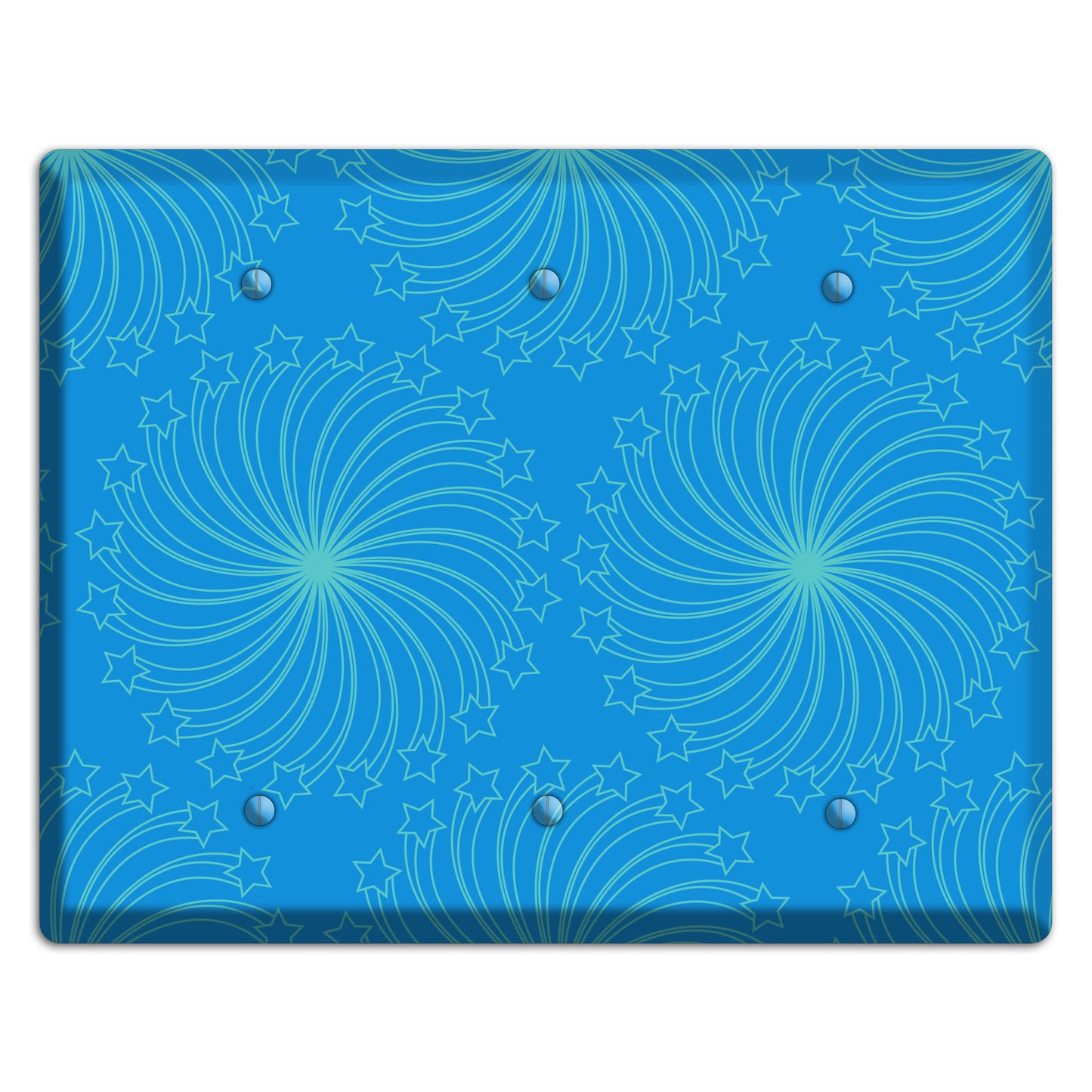 Multi Blue Star Swirl 3 Blank Wallplate