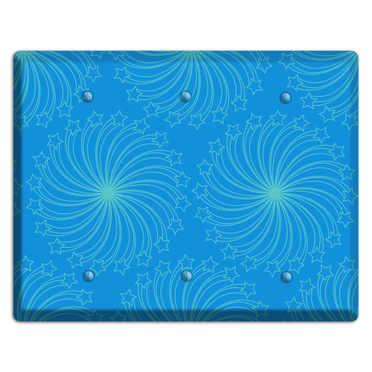 Multi Blue Star Swirl 3 Blank Wallplate