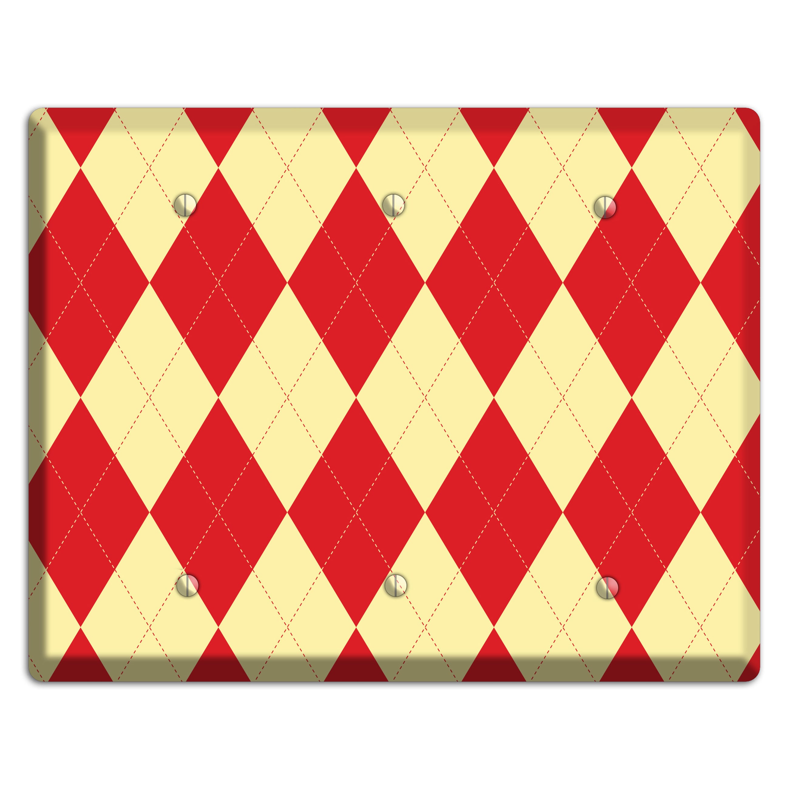 Orange and Yellow Argyle 3 Blank Wallplate