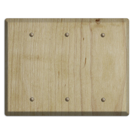 Unfinished Maple Wood Triple Blank Cover Plate
