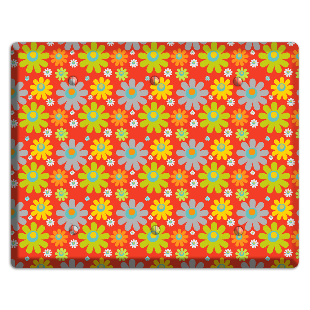 Orange and Yellow Flower Power 3 Blank Wallplate