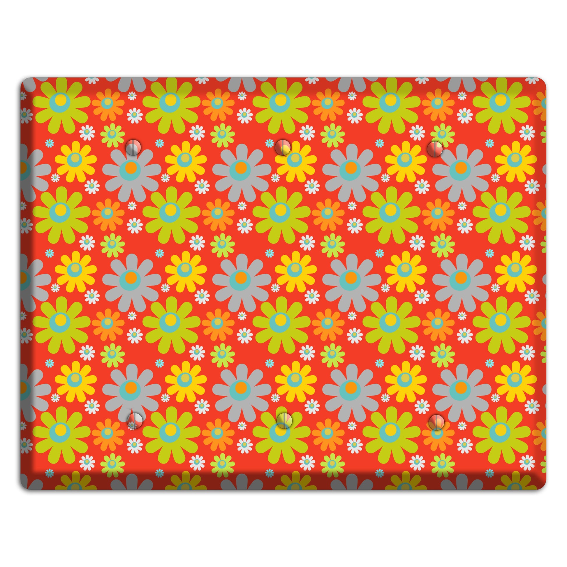 Orange and Yellow Flower Power 3 Blank Wallplate