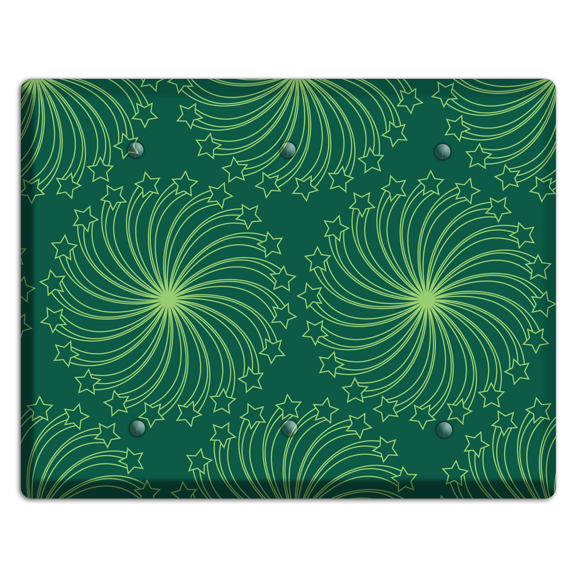 Multi Green Star Swirl 3 Blank Wallplate