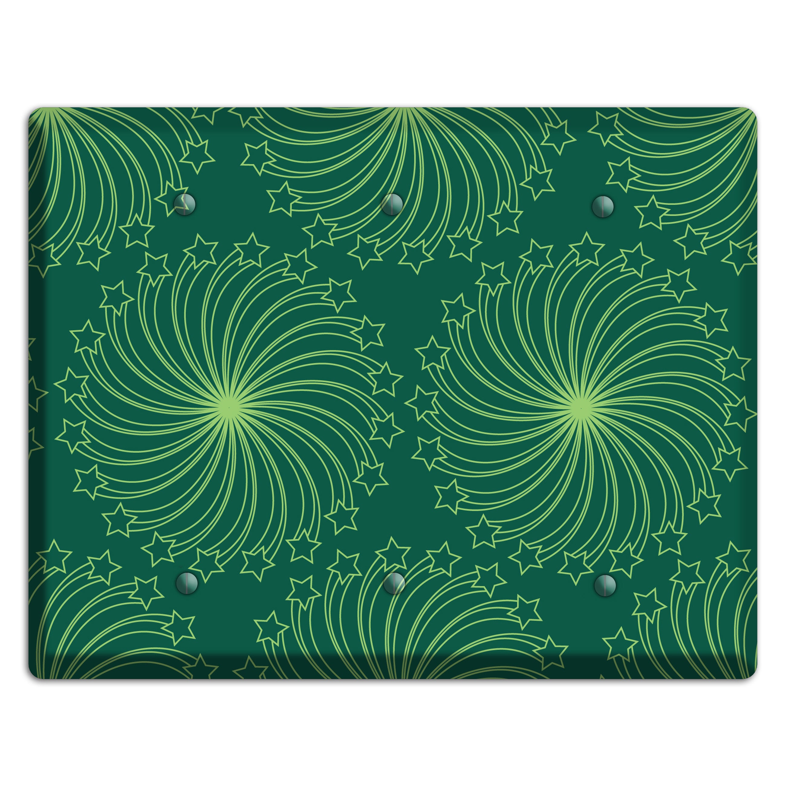Multi Green Star Swirl 3 Blank Wallplate