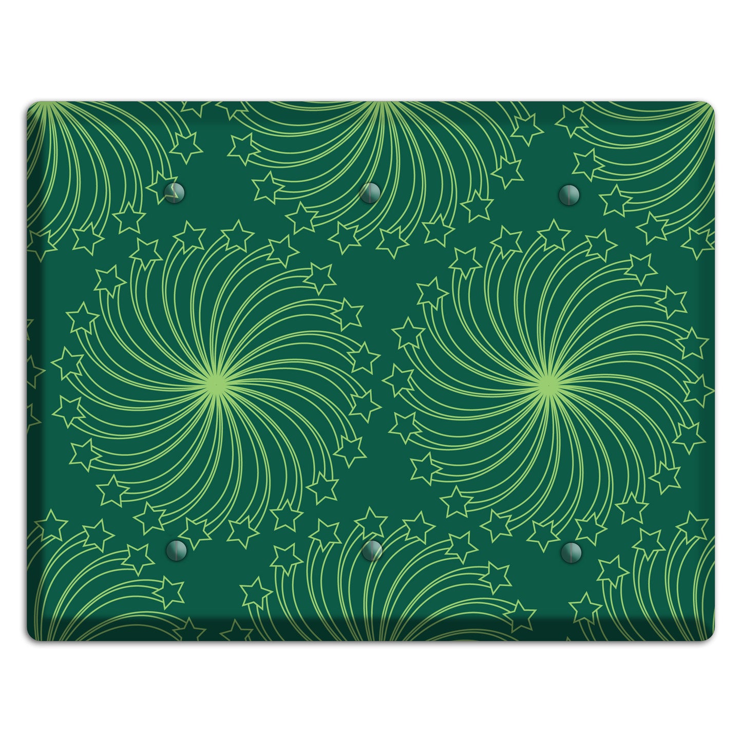 Multi Green Star Swirl 3 Blank Wallplate
