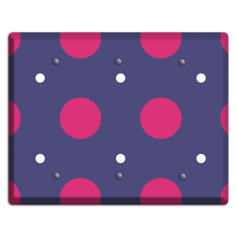 Purple with Purple and White Multi Tiled Medium Dots 3 Blank Wallplate