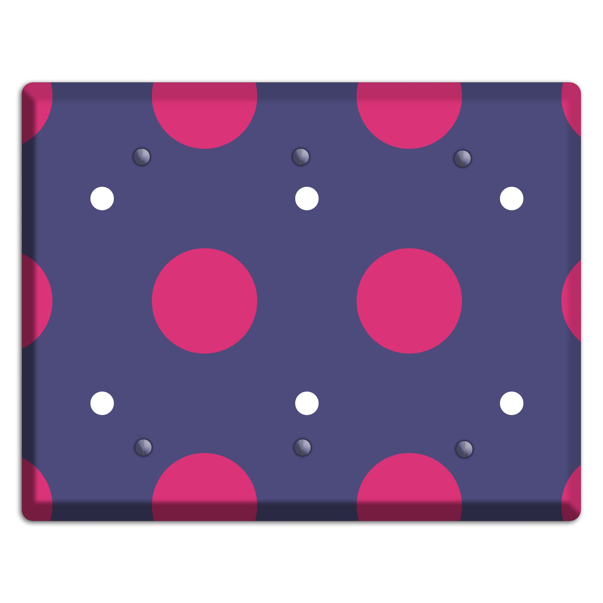 Purple with Purple and White Multi Tiled Medium Dots 3 Blank Wallplate