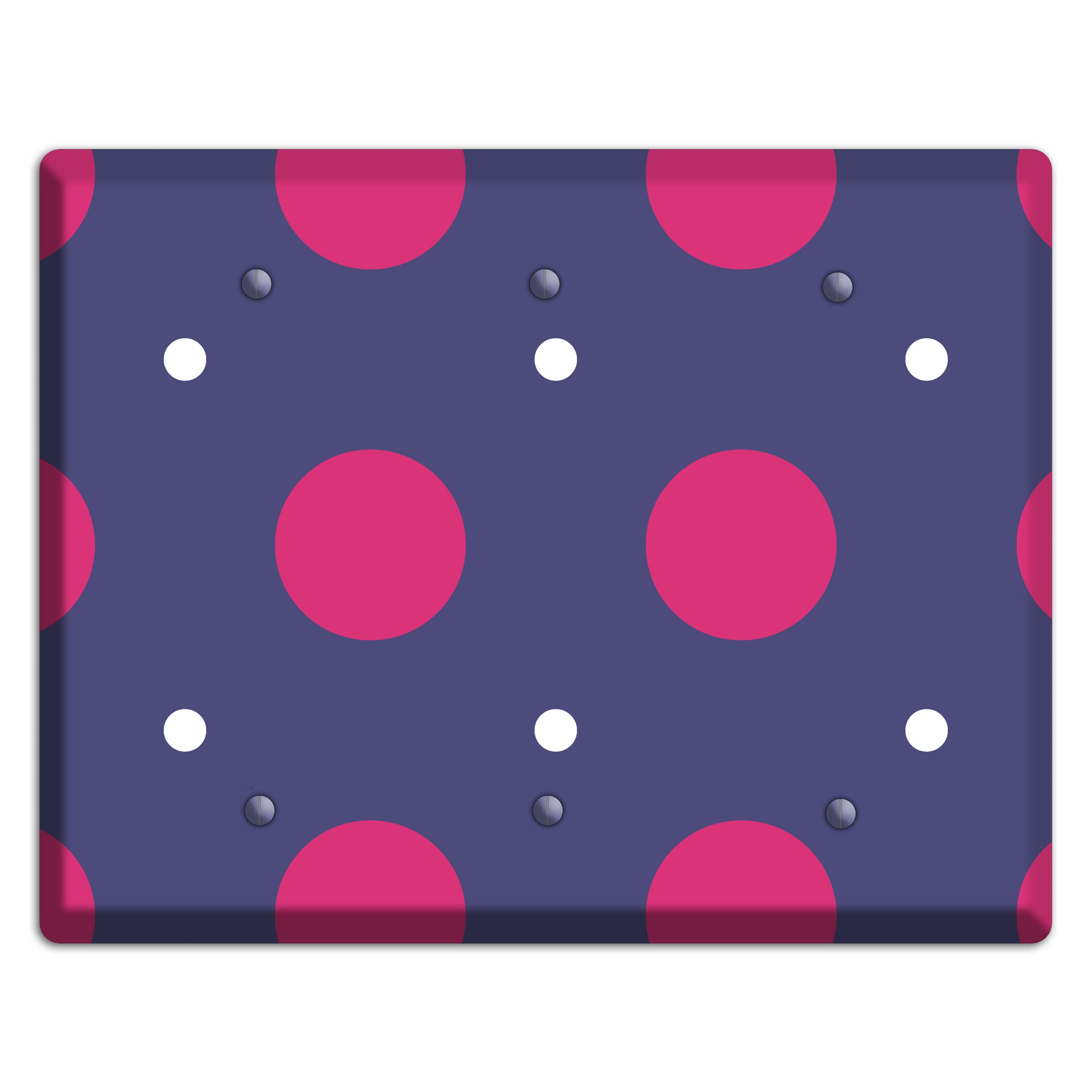Purple with Purple and White Multi Tiled Medium Dots 3 Blank Wallplate