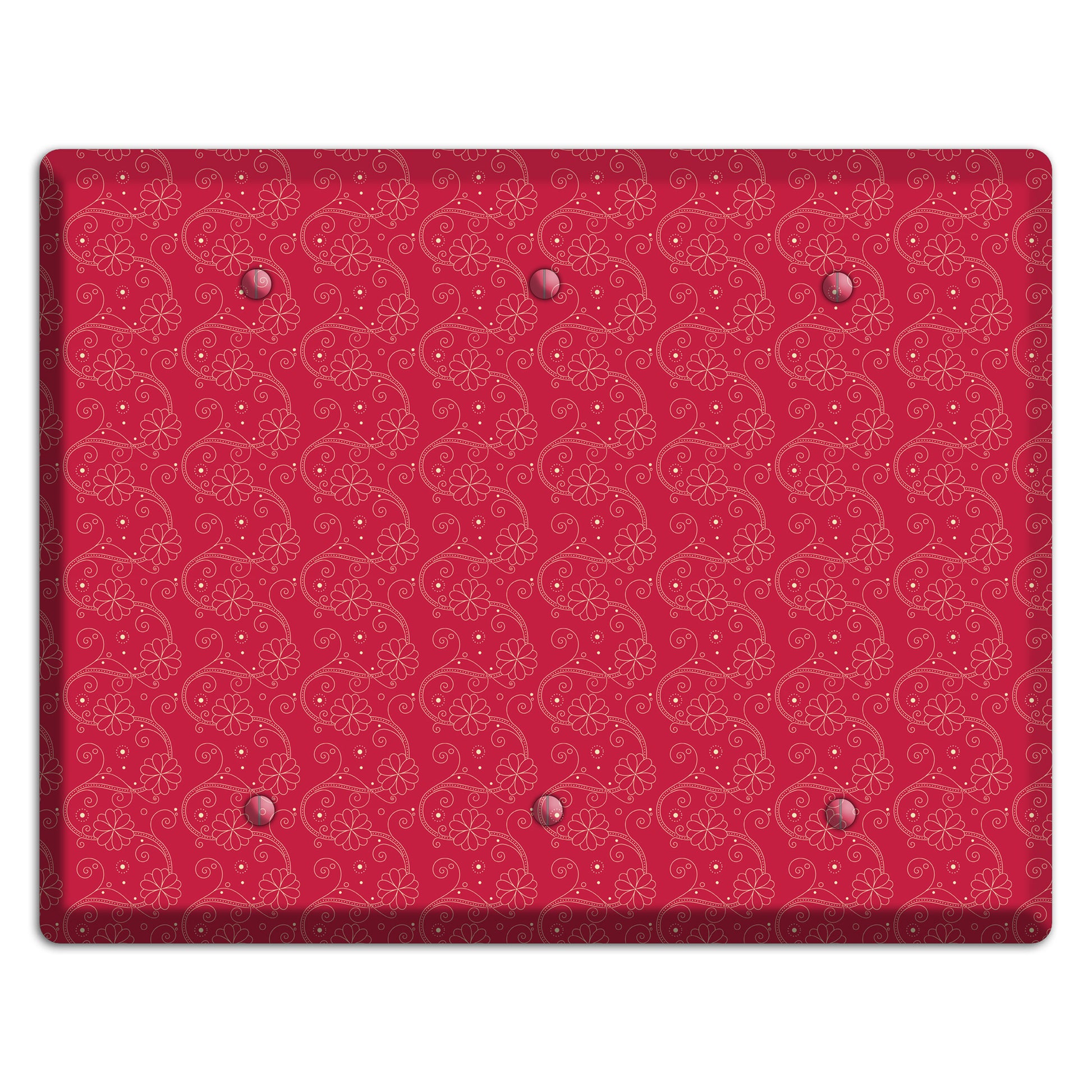 Tiny Red Floral Swirl 3 Blank Wallplate