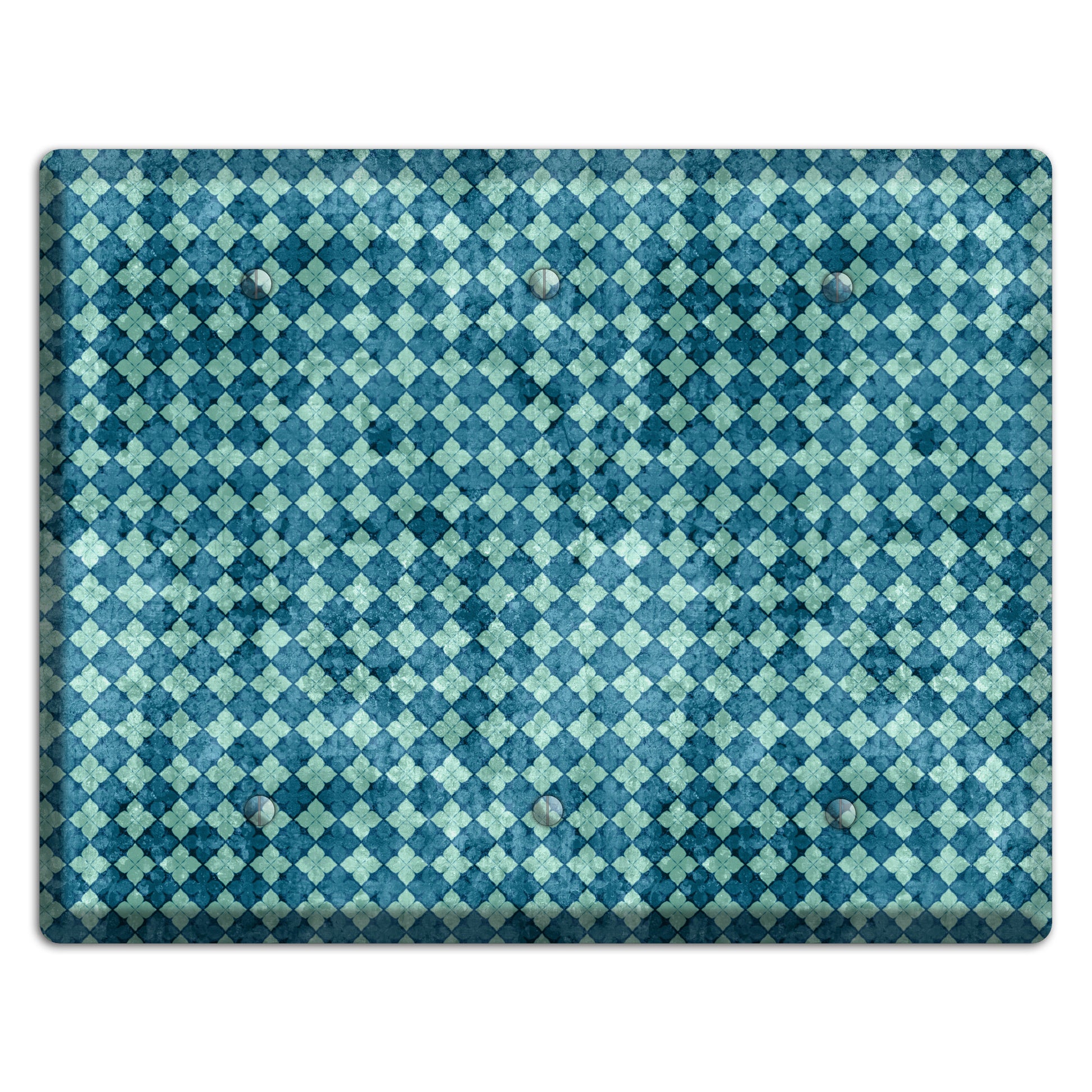 Turquoise Grunge Diamond 3 Blank Wallplate