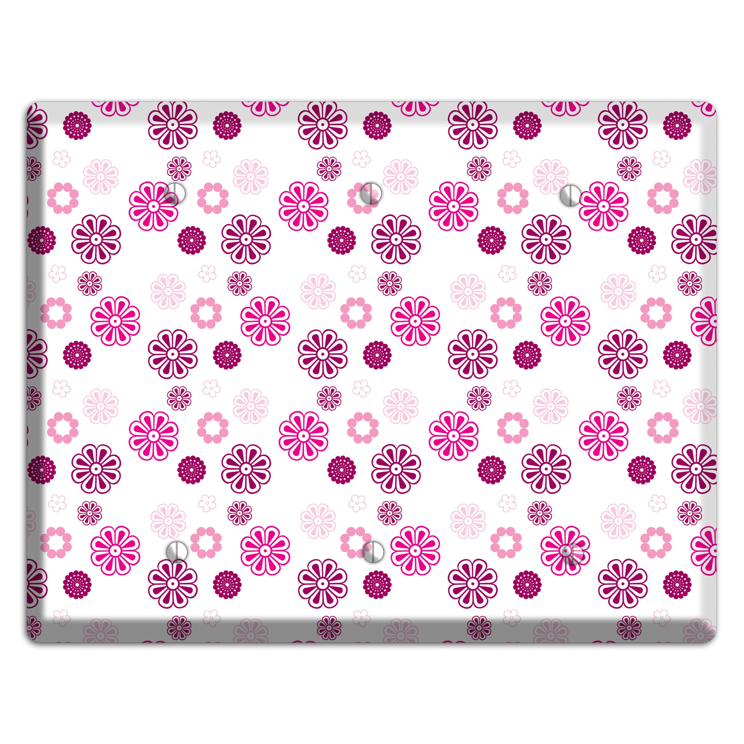 Maroon and Pink Retro Floral 3 Blank Wallplate